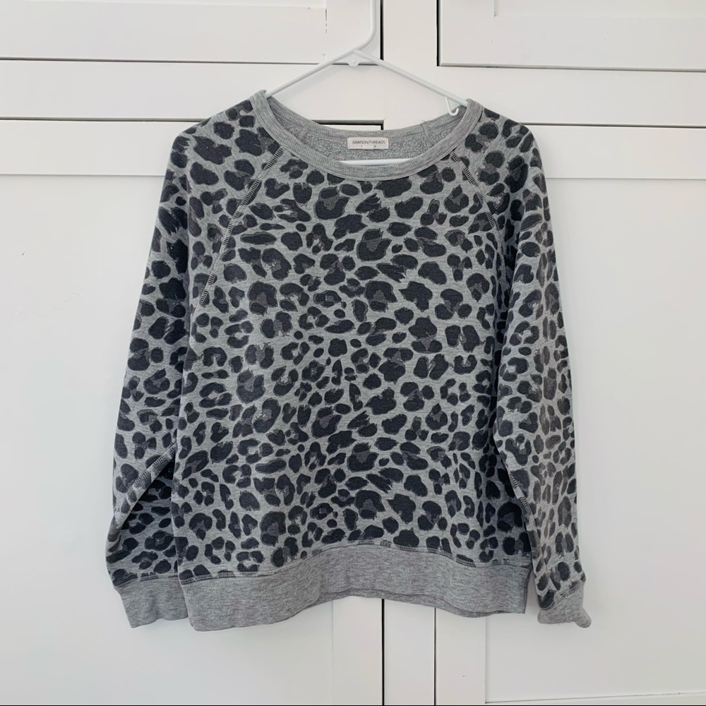 Grayson/Threads Animal Print Gray Sweatshirt Size Medium